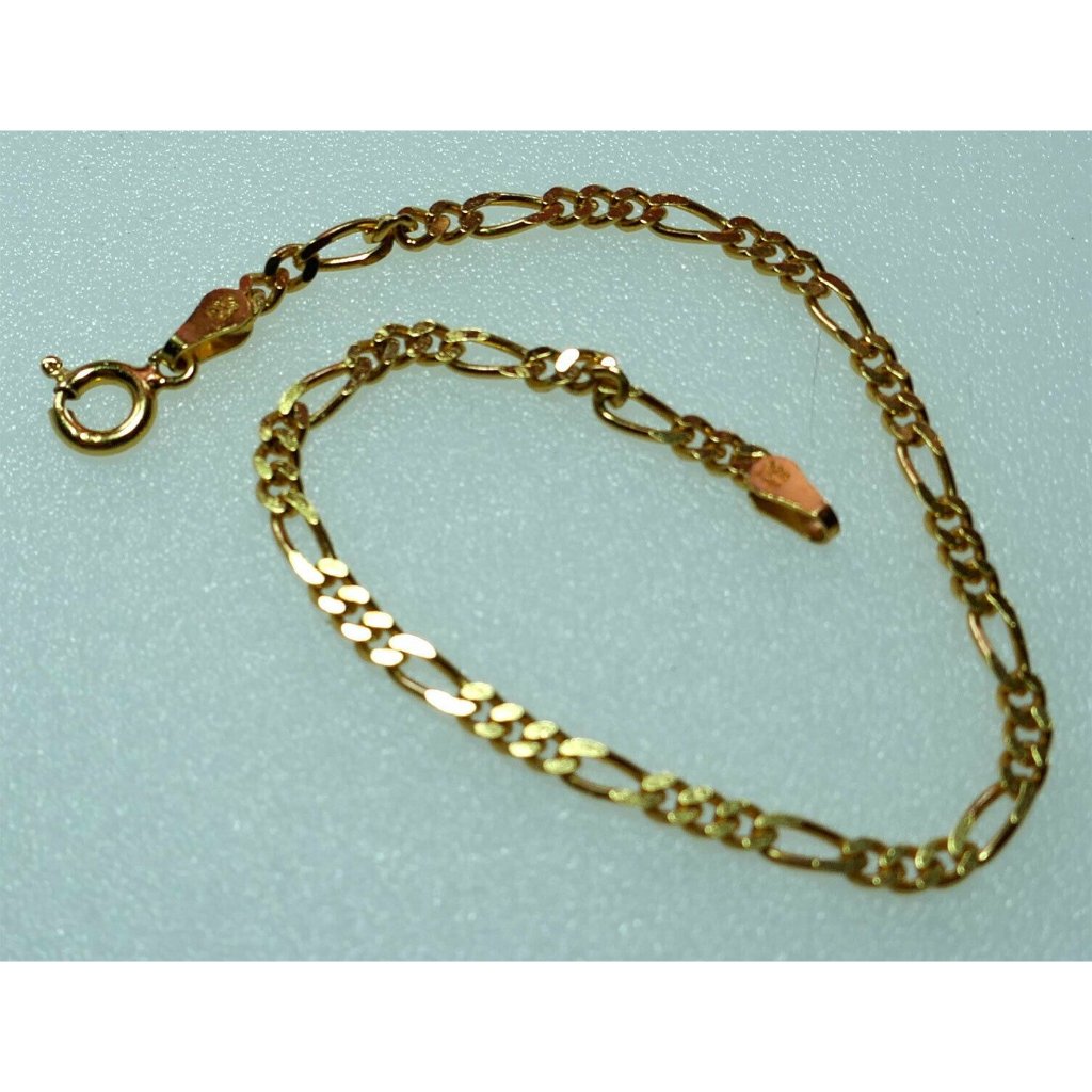 Vintage Italian Gold On Sterling Silver Figaro Link Chain Bracelet